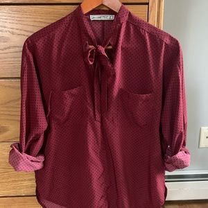Abercrombie & Fitch raspberry polkadot blouse